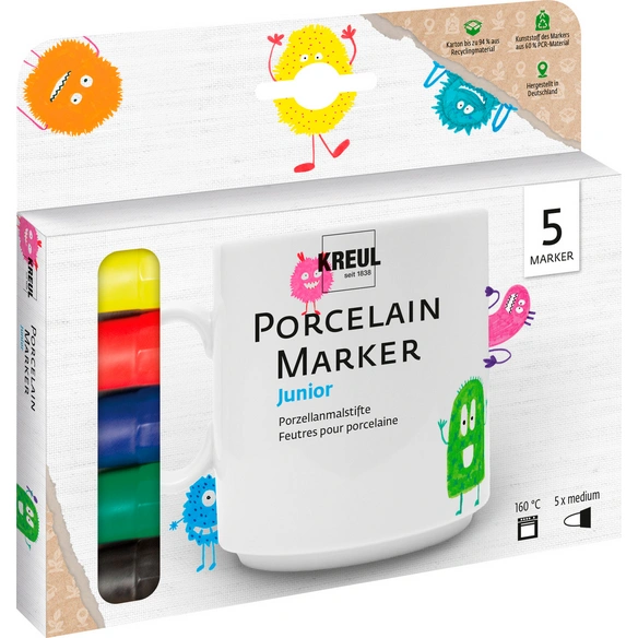 Porzellanmalstift, Porcelain Marker Junior, medium 5er Set