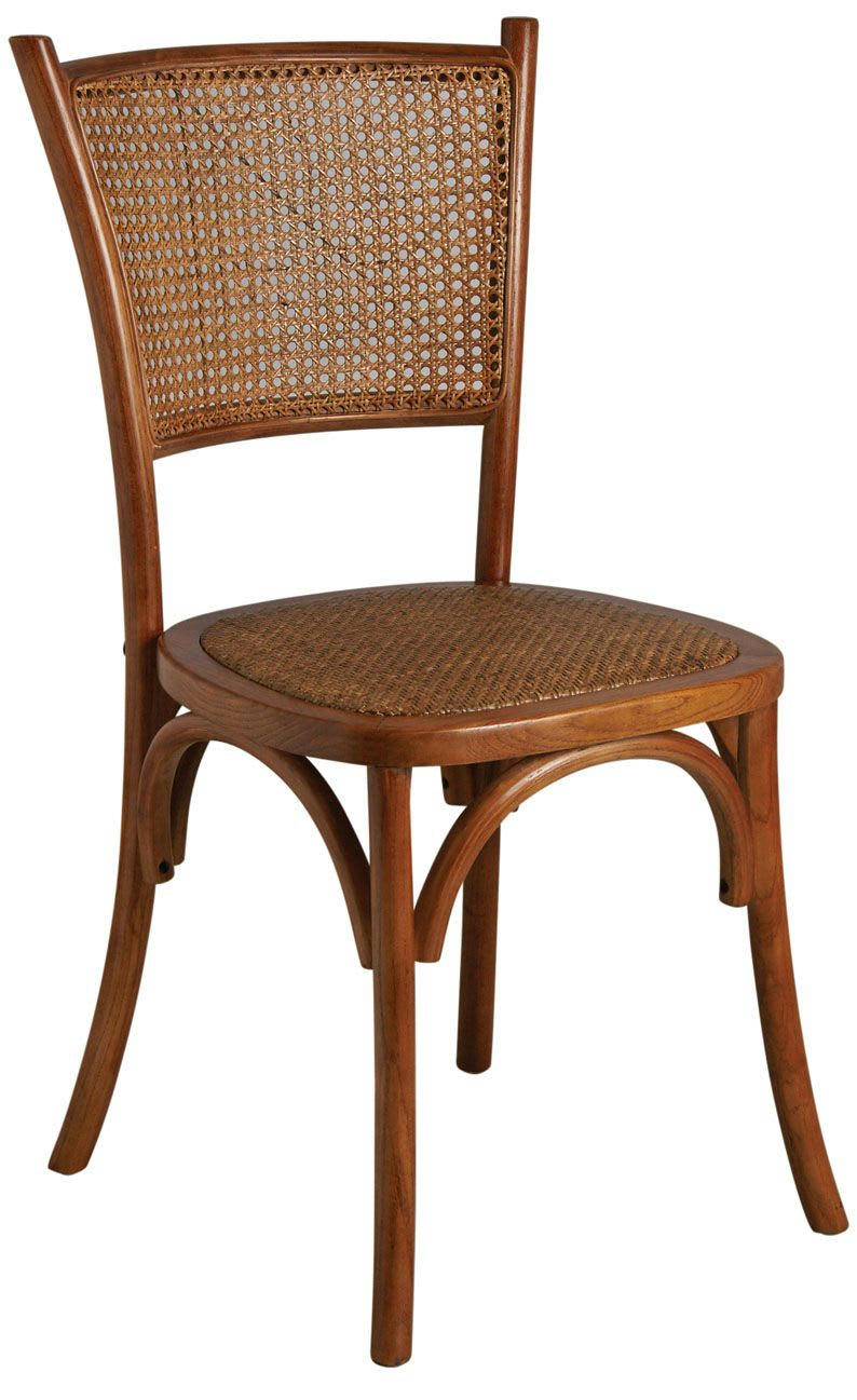 - Chaise en hêtre et rotin avec dossier en cannage unitaire