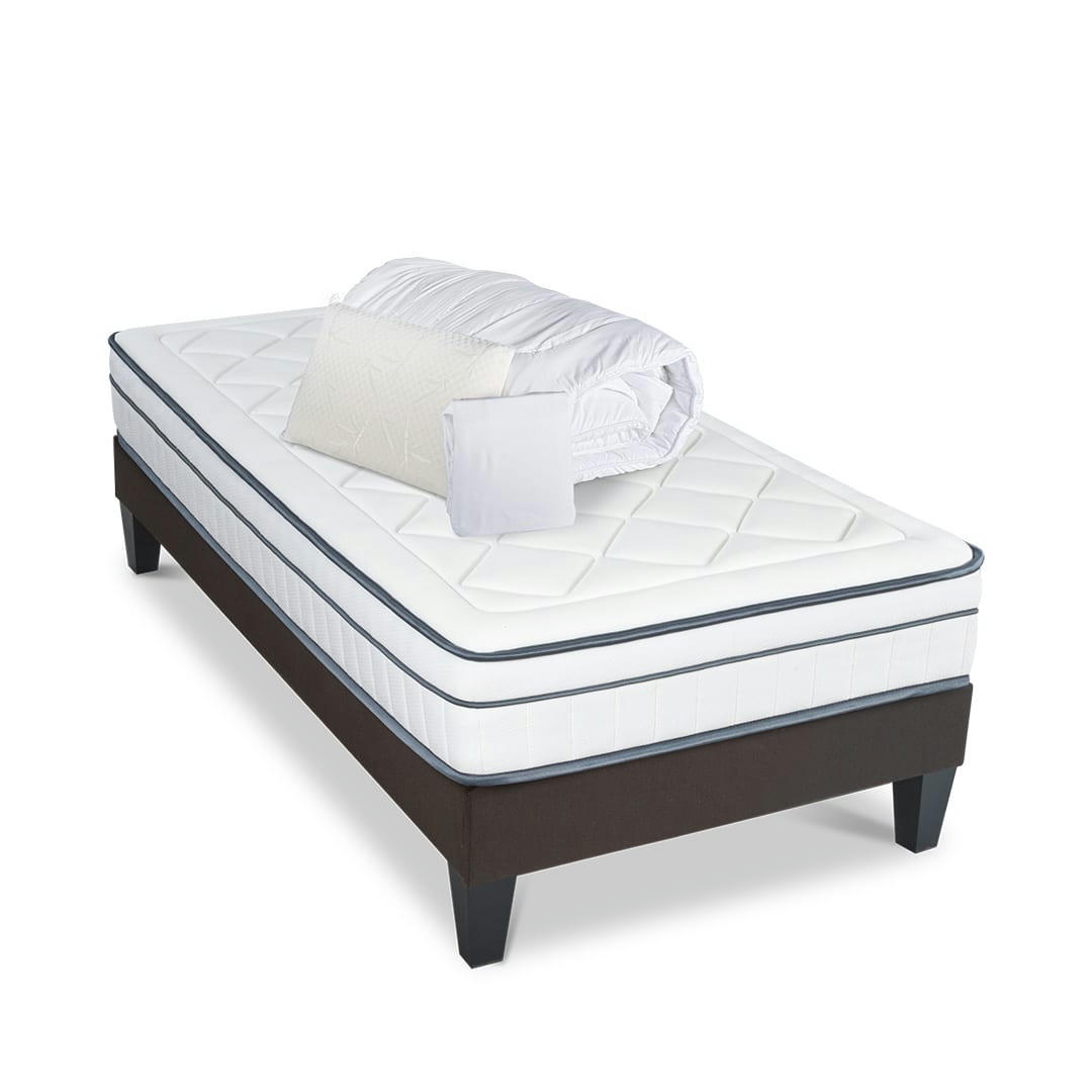 BARTOLDI - Ensemble  90x190  Matelas Ressorts + Sommier + Accessoires