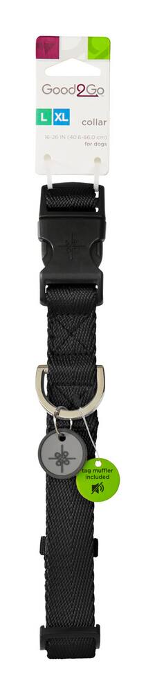 Petco Black Nylon Dog Collar, Adjustable, Includes Tag Muffler, Medium
