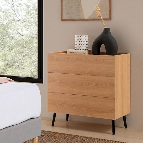 Commode Siren 3 tiroirs couleur Chêne