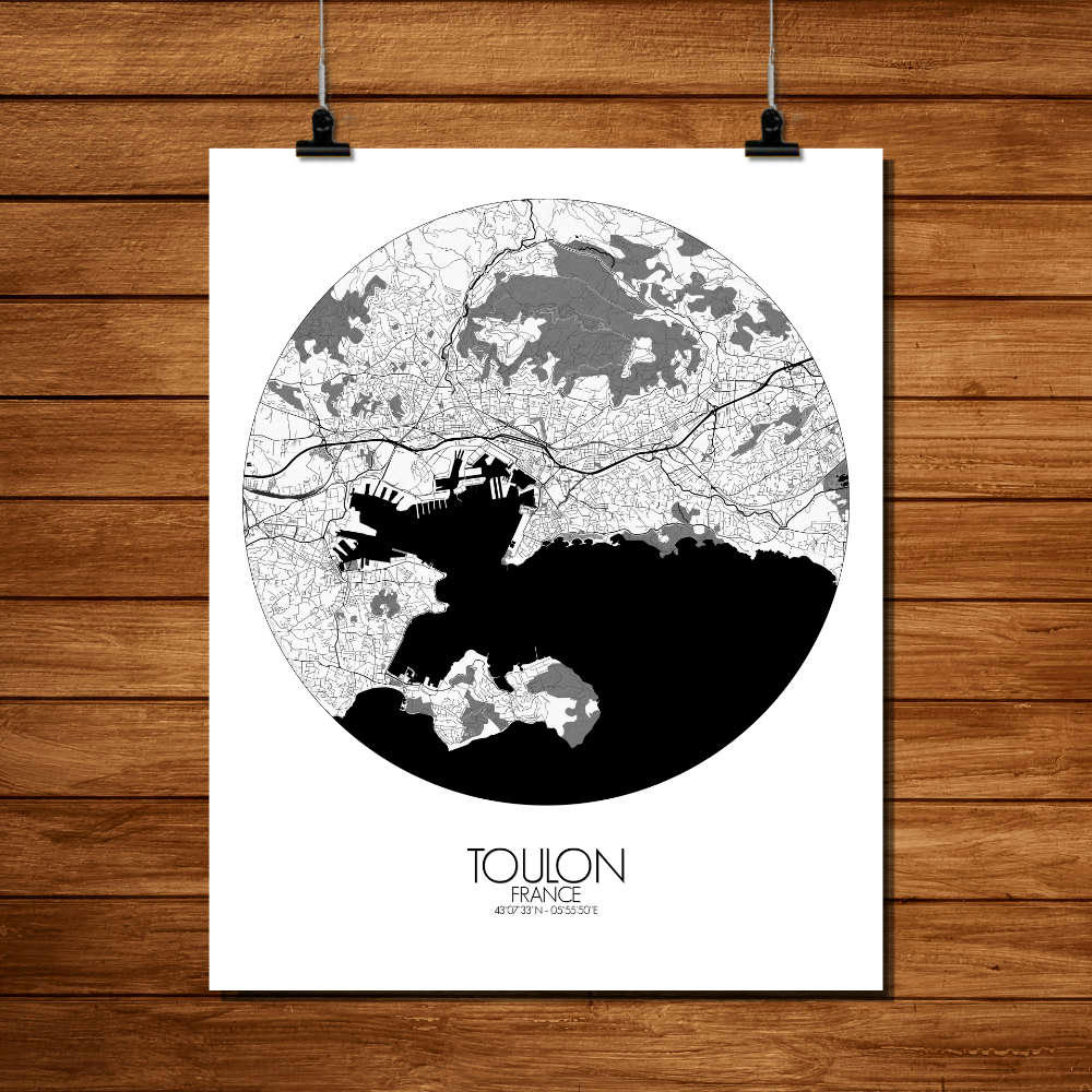 - Affiche Toulon Carte ronde 40x50