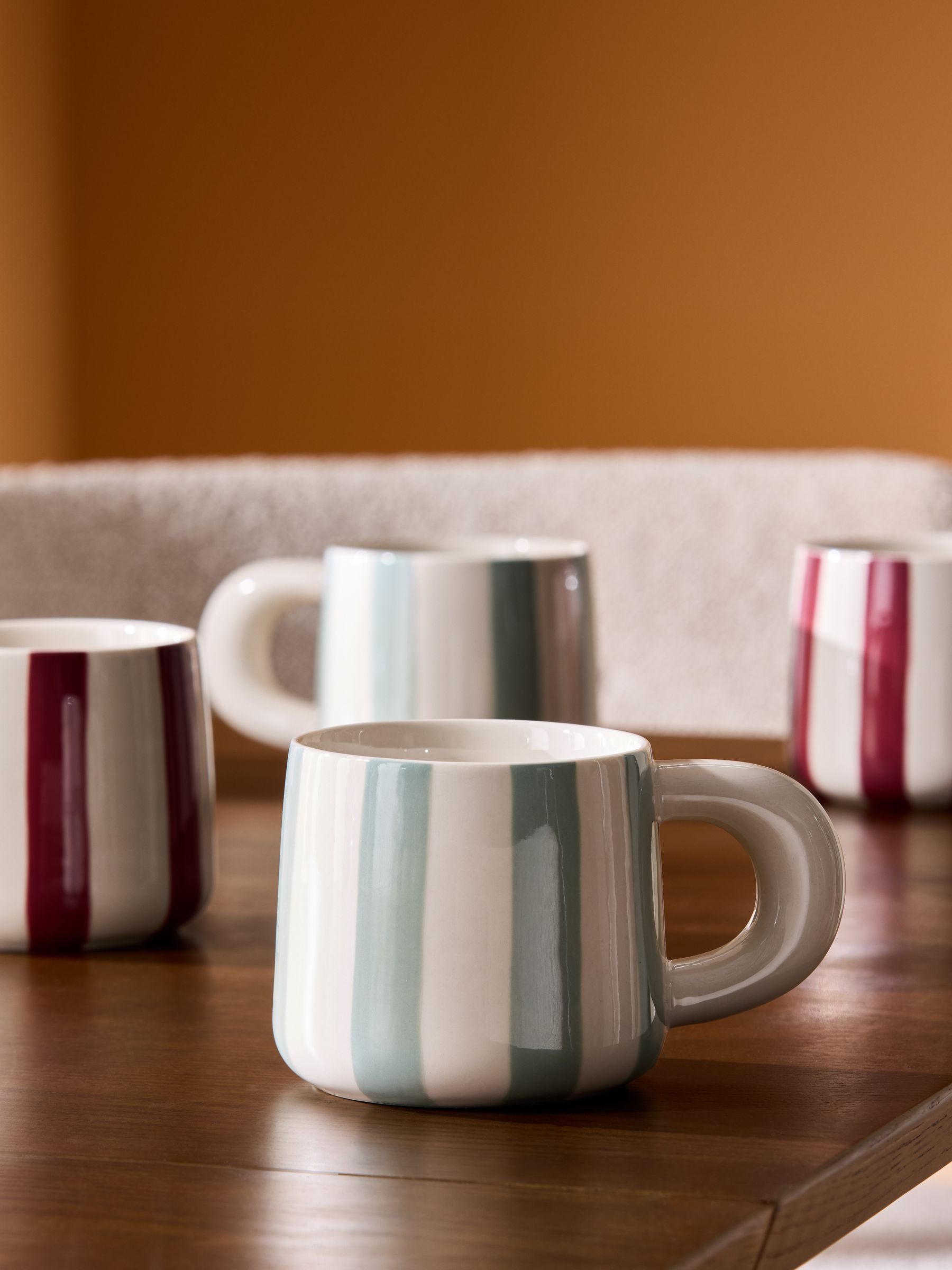 Set of 4 Sable Stripe Mugs in Multi