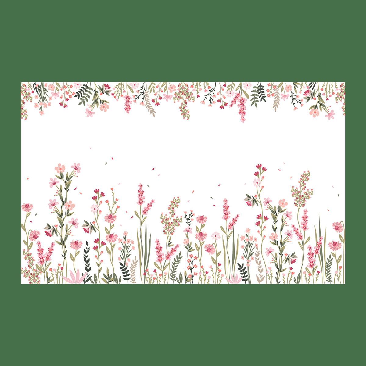 MAGENTA - Papier peint panoramique champ de fleur, rose 4m x 2,48m