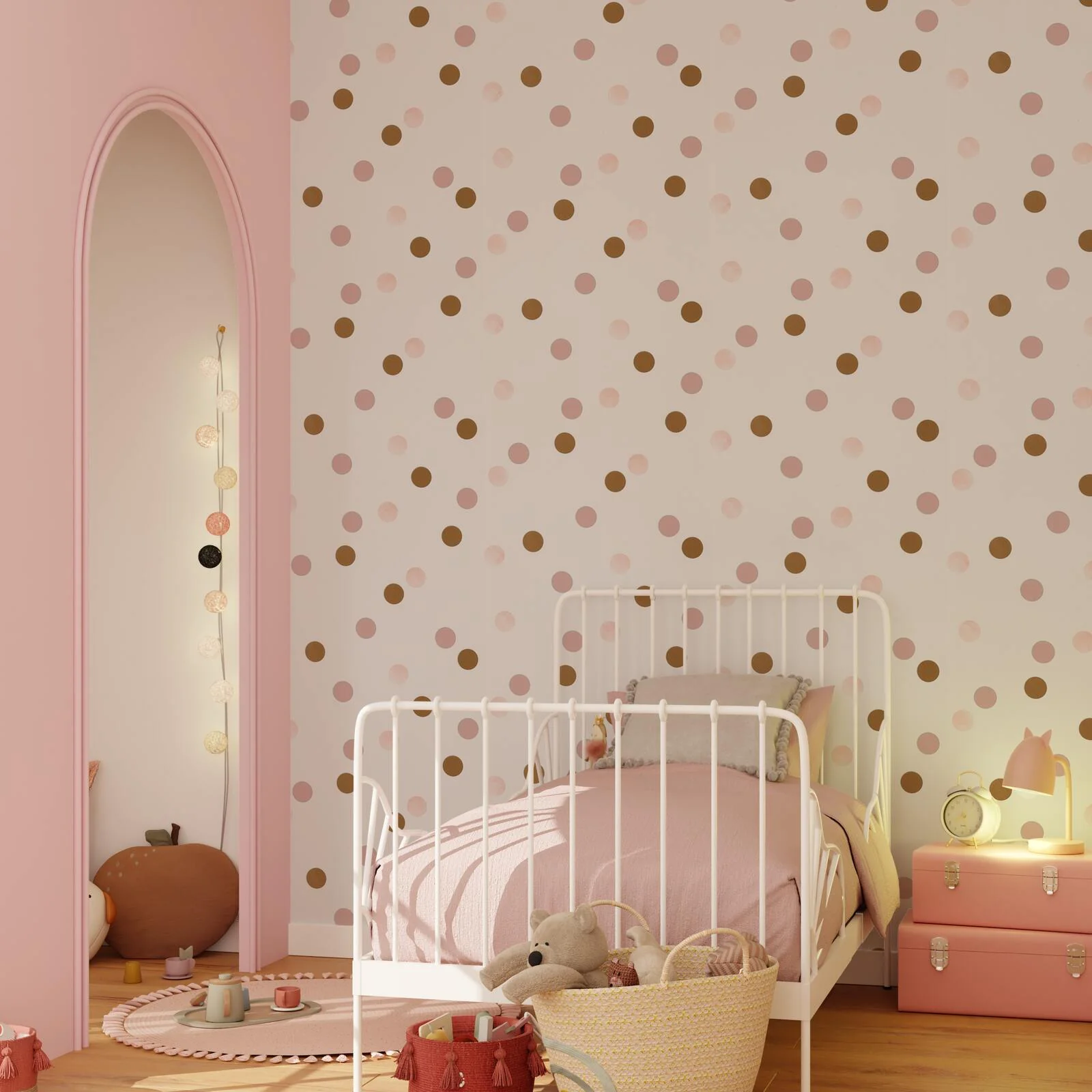Papier peint intissé HAPPILY coloris rose poudré