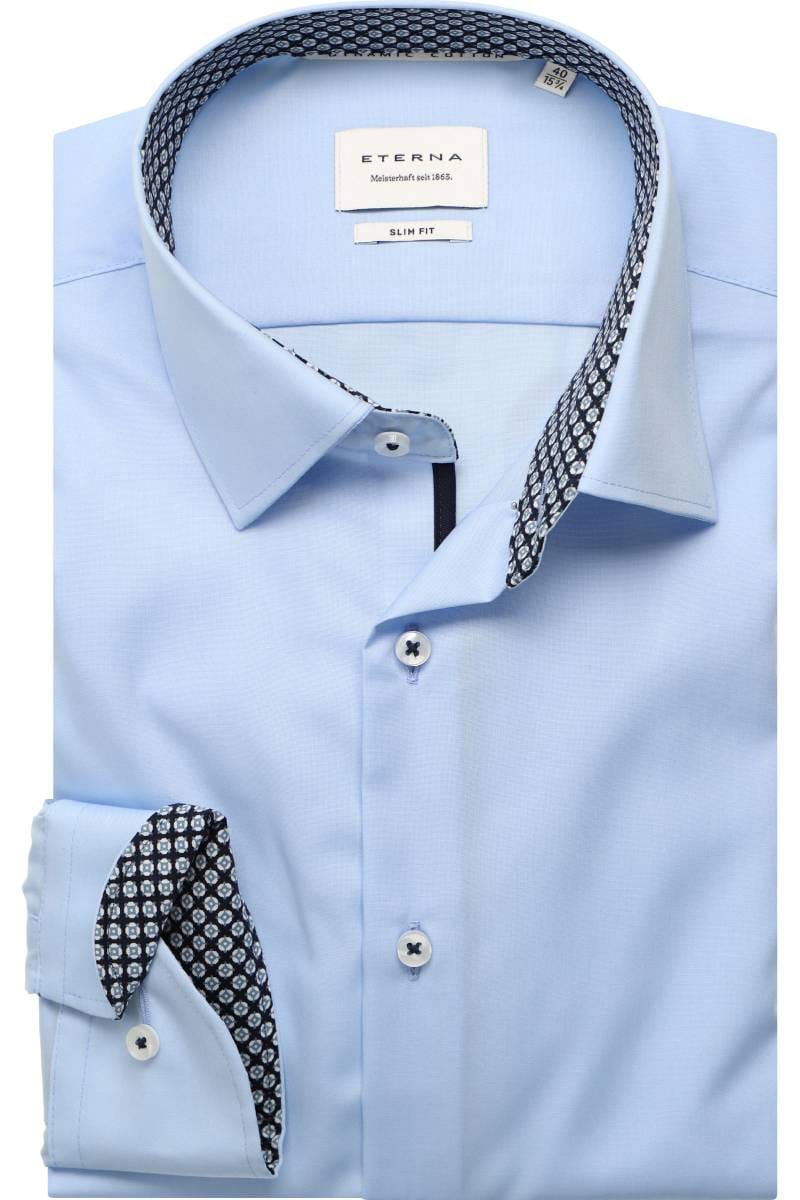 ETERNA Slim Fit Dynamic Cotton Hemd hellblau, Einfarbig (extra langer Arm)