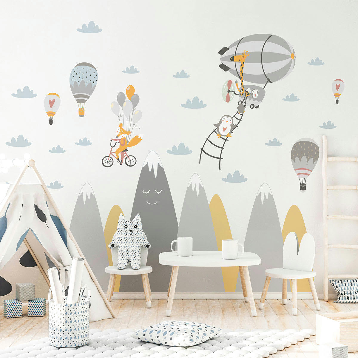 - Stickers enfant montagnes scandinaves animaux magiques 50x75cm