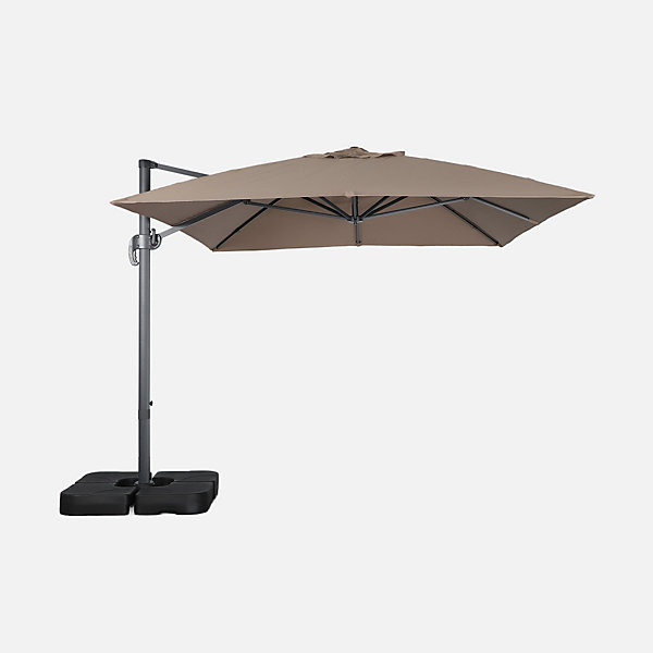 Parasol déporté rectangulaire 3x4m   dalles à lester 50x50cm taupe - Wimereux   Fixeo