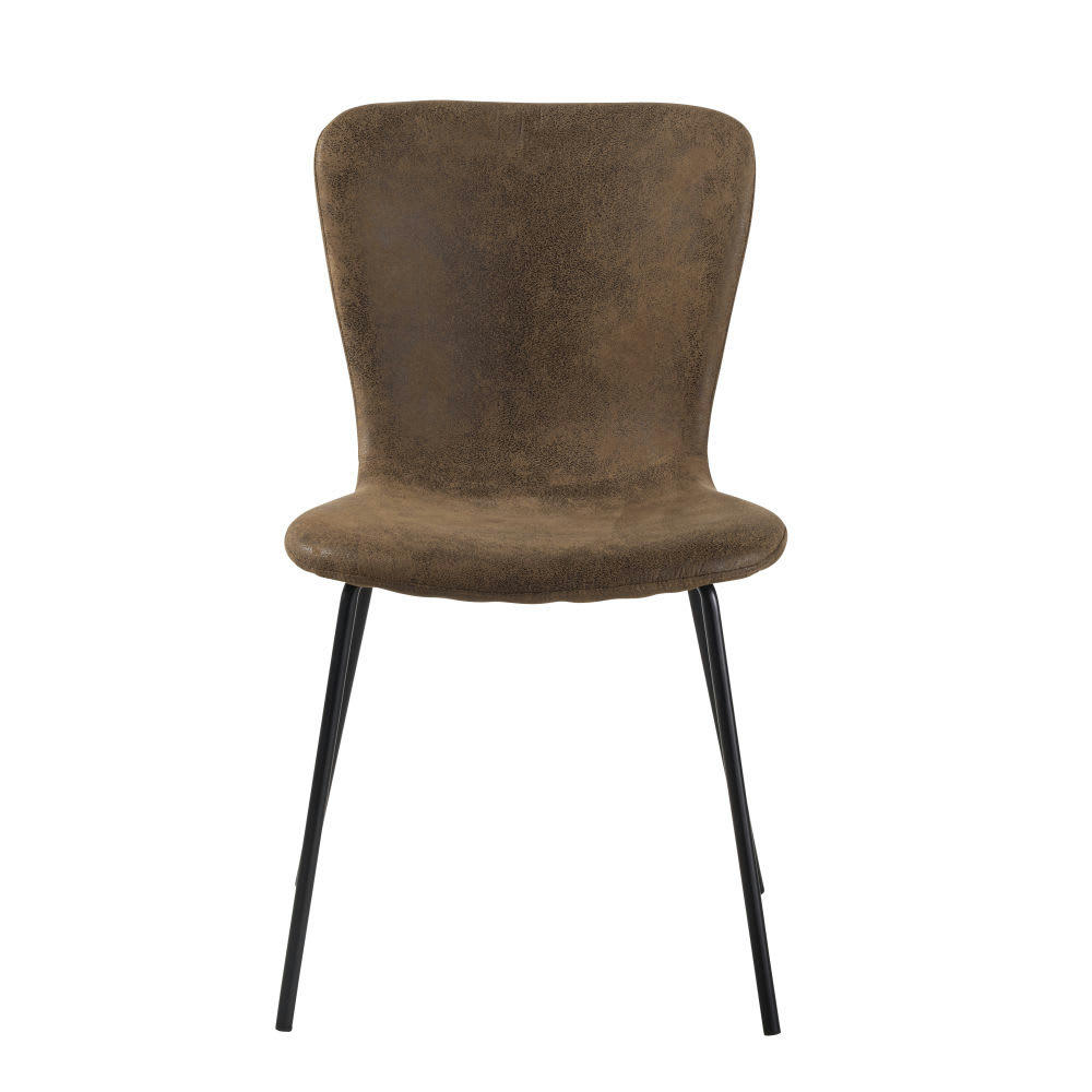 Mira - Chaise en suédine marron effet vieilli