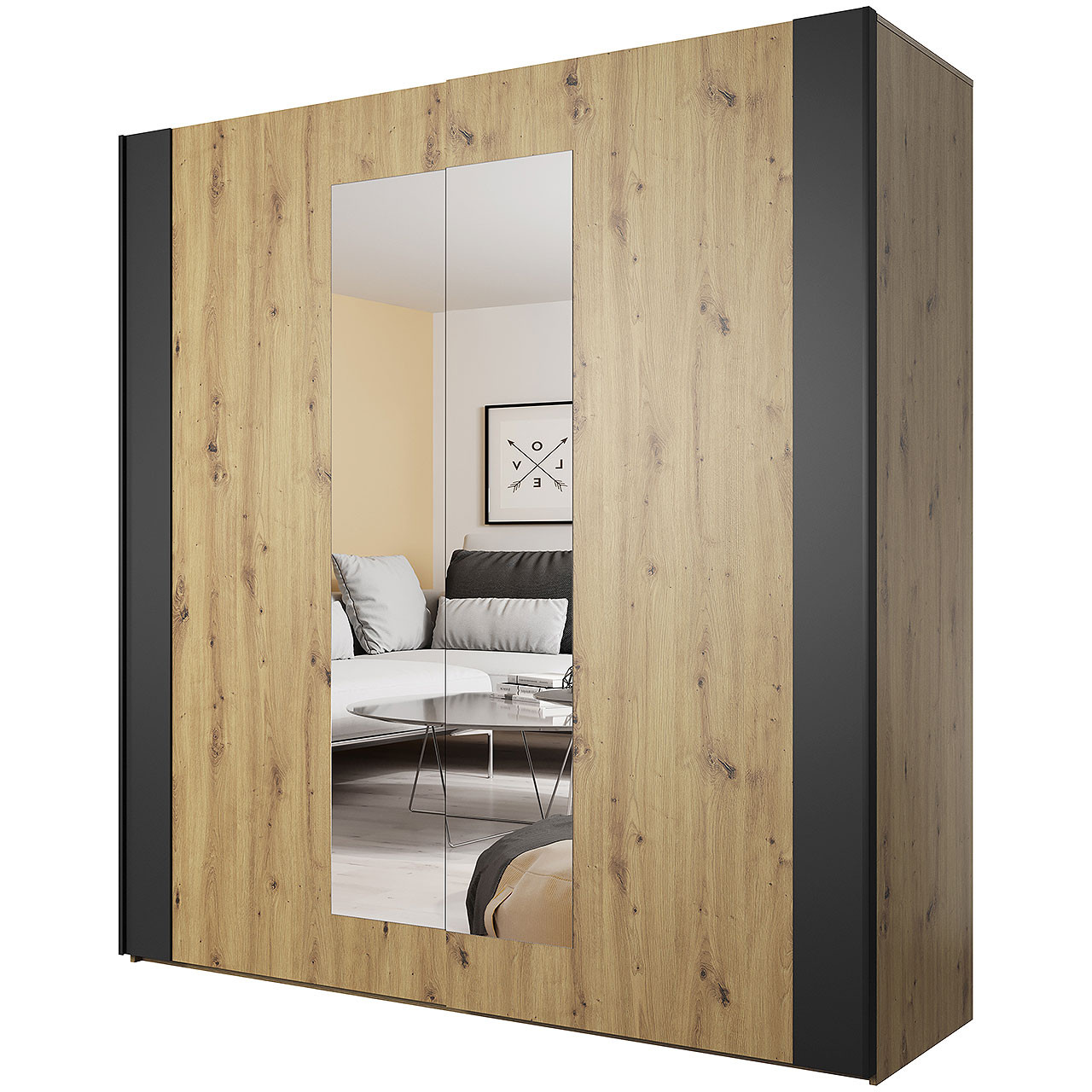 Szafa przesuwna SELMA SG18 dąb artisan / czarny