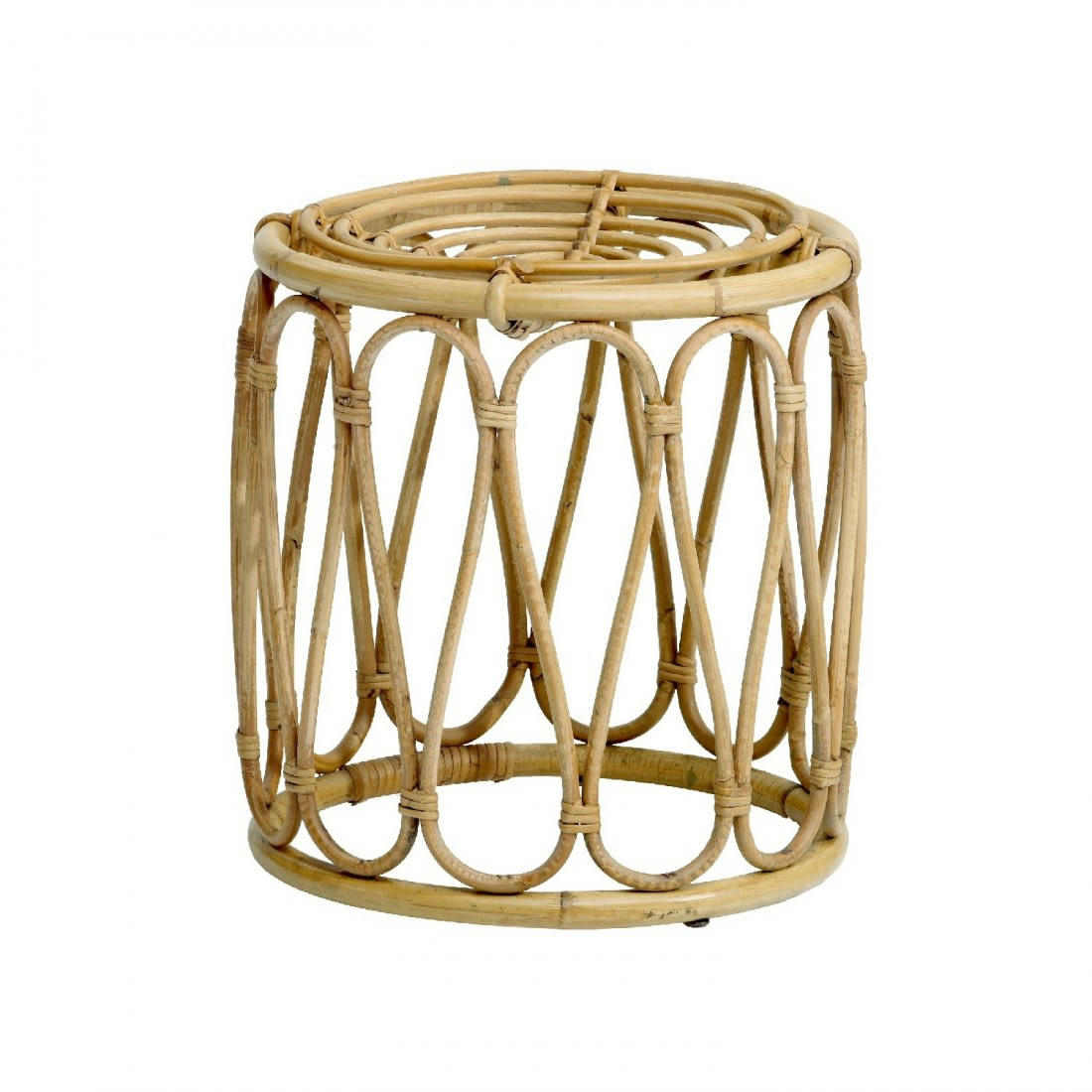 TAMBOUR - Pouf en rotin vintage