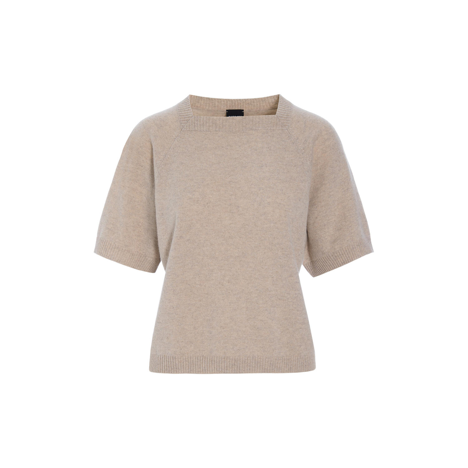 Kumo cashmere kort&aelig;rmet bluse, ivory melange