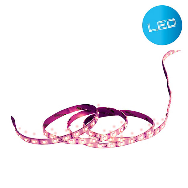 LED 'Stripe' d'environ 5 m de long, avec 2 connecteurs flexibles et bloc d'alimentation enfichable, 300 LEDs, rouges
