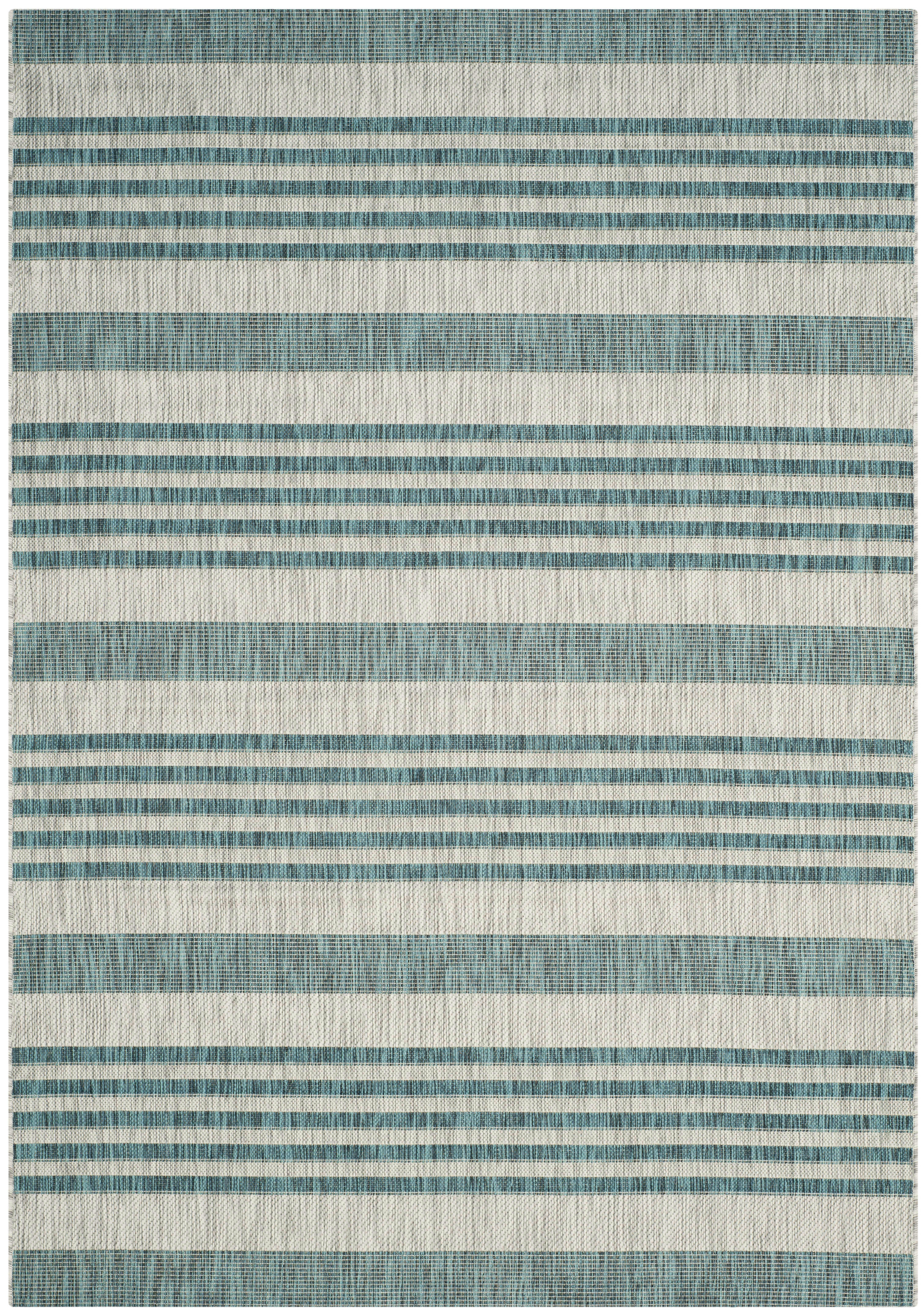 COURTYARD - Tapis interieur & exterieur en gris & bleu, 201 x 290 cm