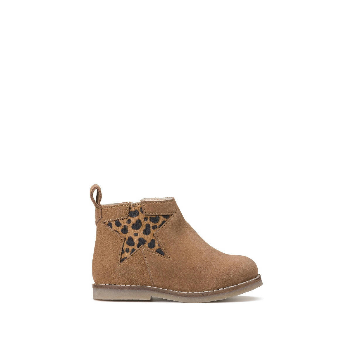 Bottines en cuir détail étoile léopard