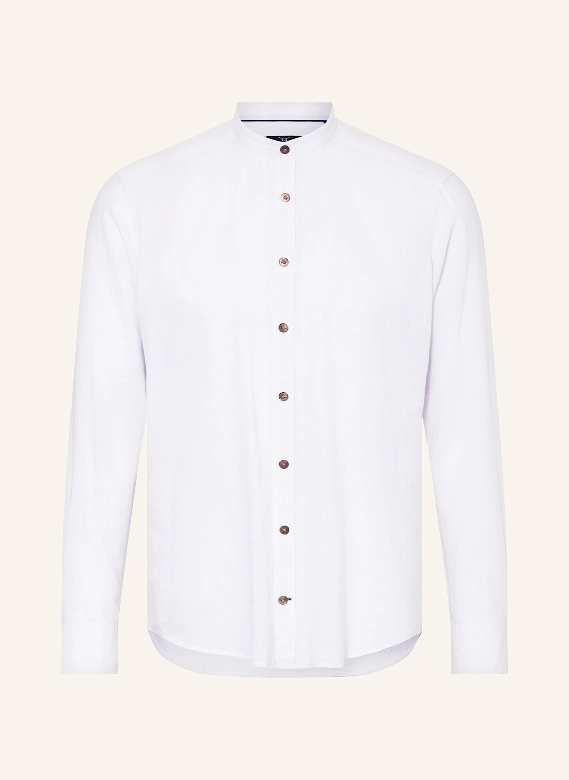 STROKESMAN'S Hemd Regular Fit mit Leinen und Stehkragen