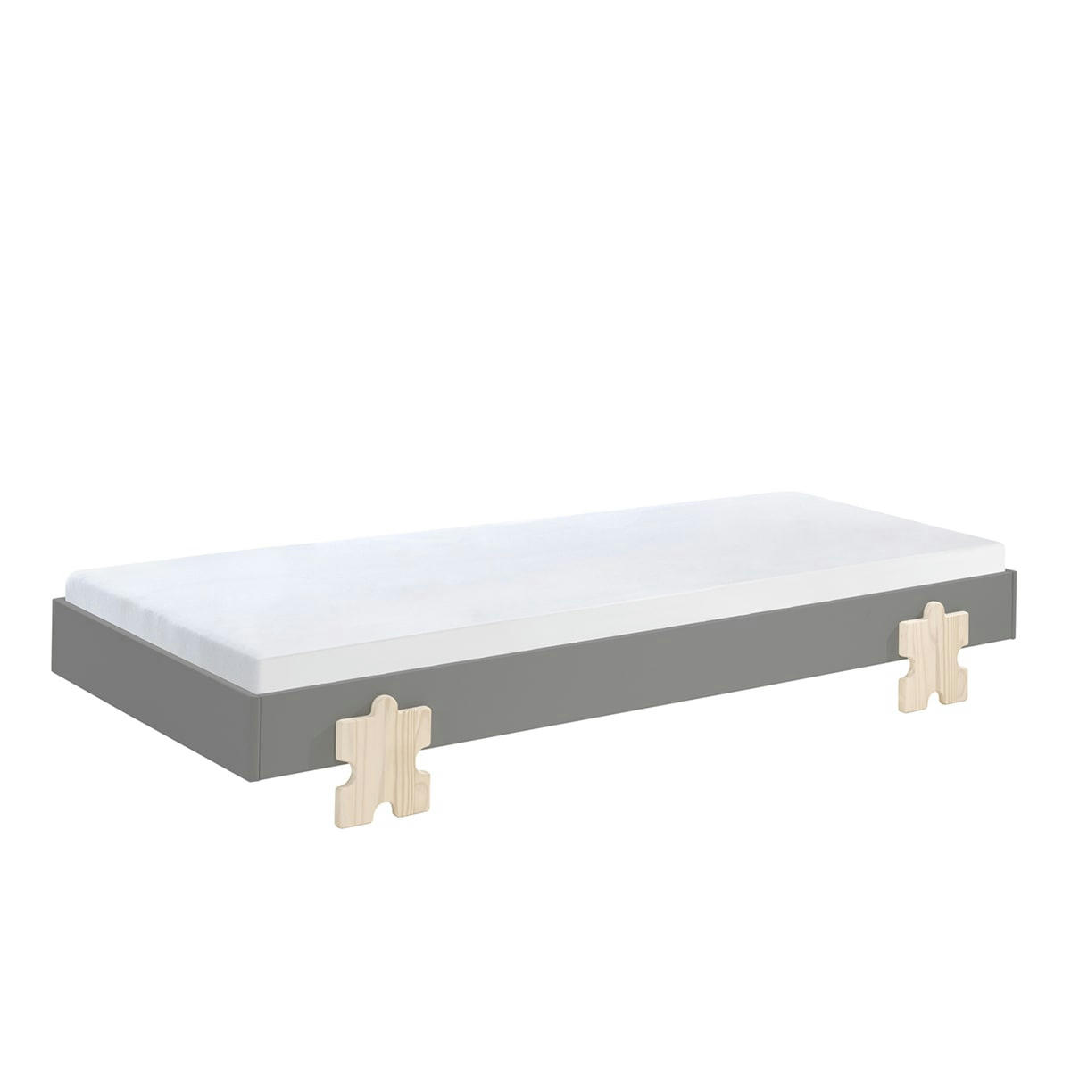 MODULO - Lit empilable 90x200 sommier inclus gris