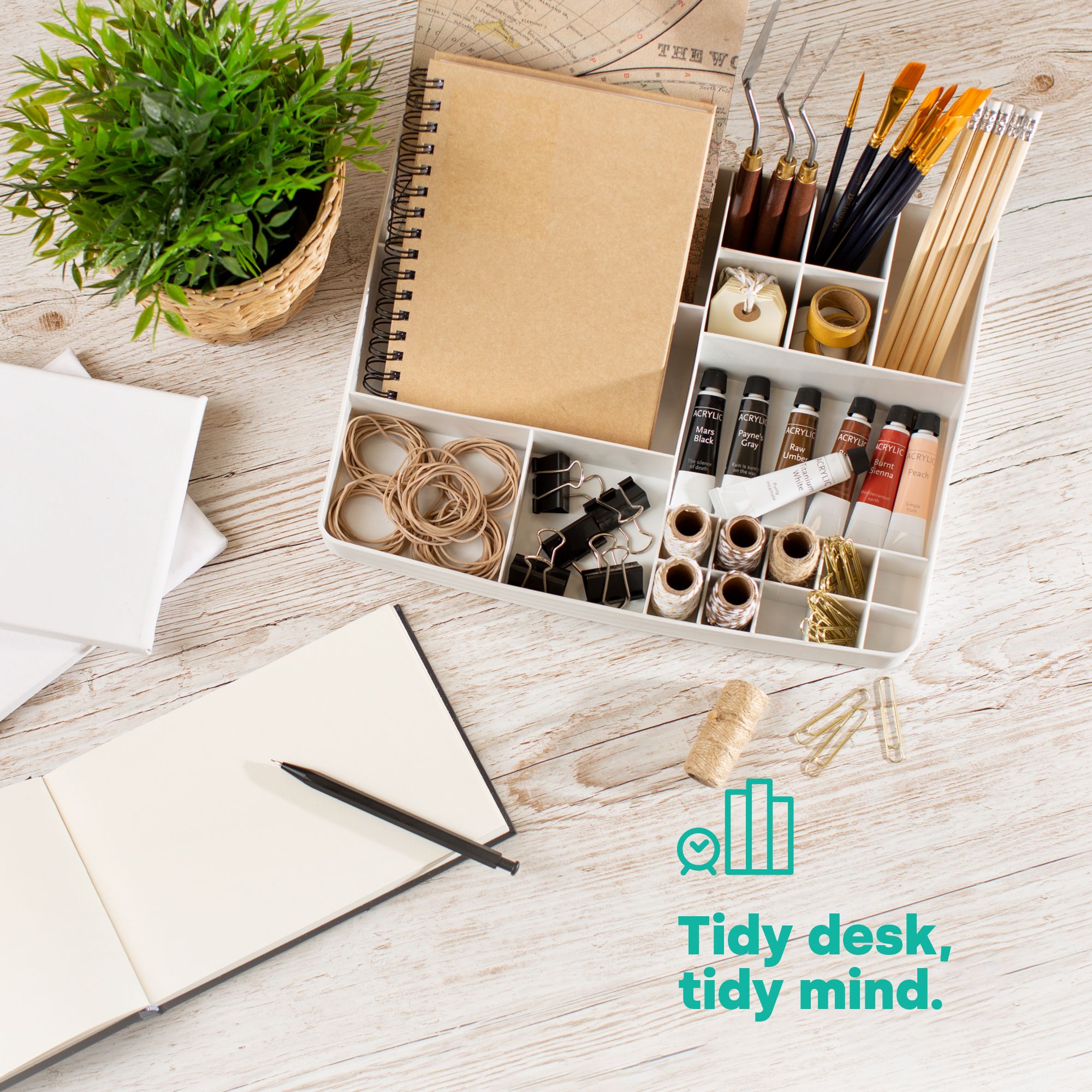 LIVIVO White Makeup and Stationery Organiser Tray Large