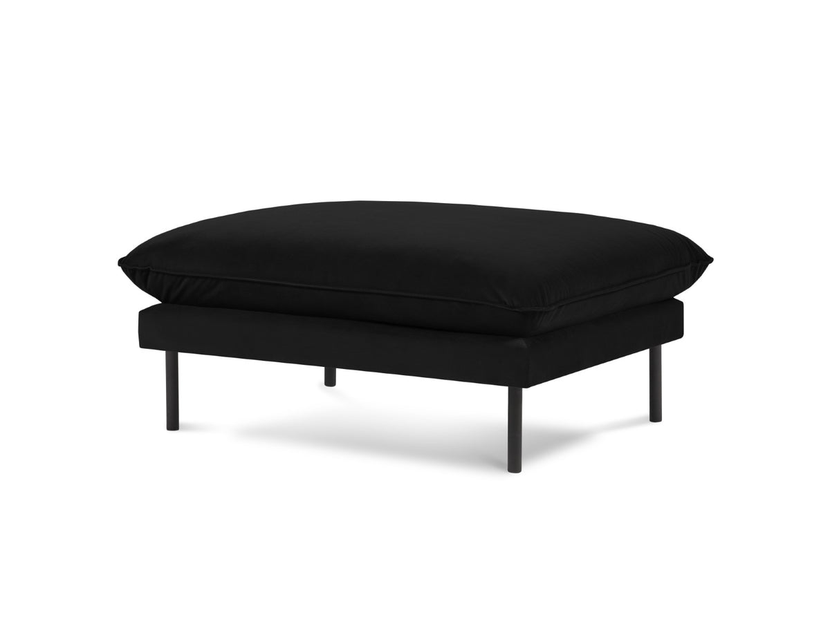 Cosmopolitan Design Poef Vienna flueel, zwart - 73x93x43cm