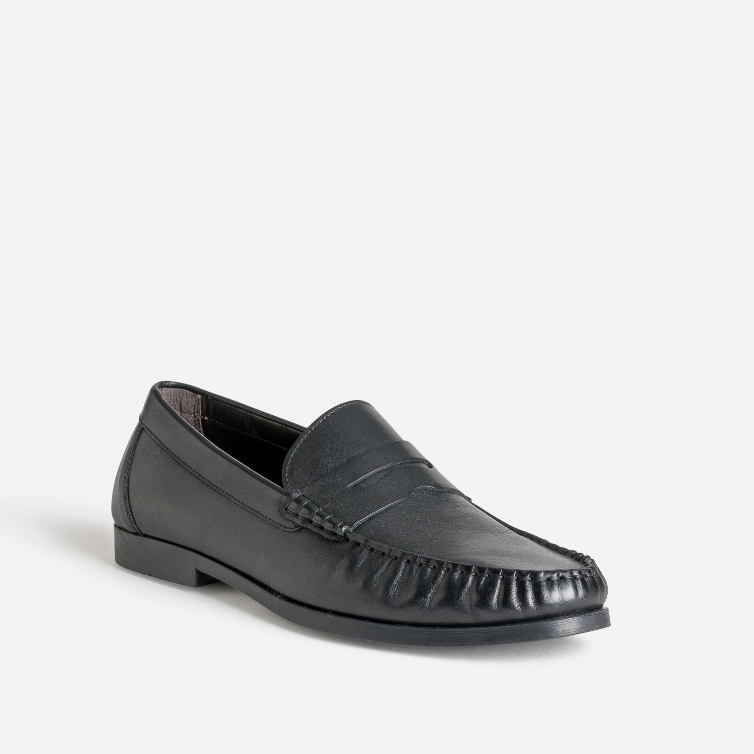 Mocassin noir en cuir