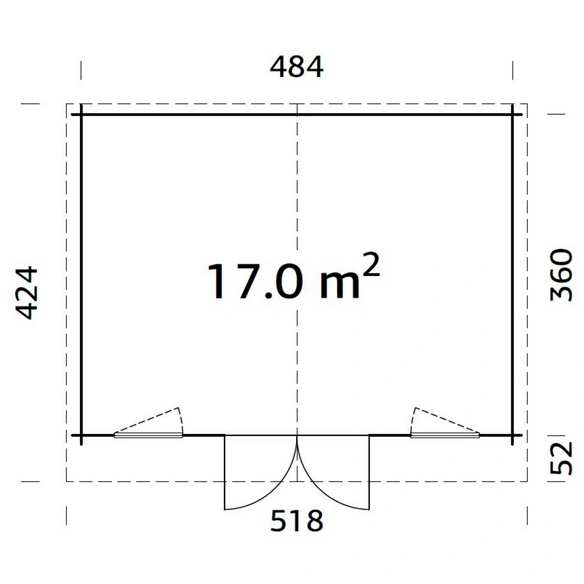 Blockbohlenhaus »Klara«, Holz, BxHxT: 518 x 245 x 420 cm (Außenmaße inkl. Dachüberstand)