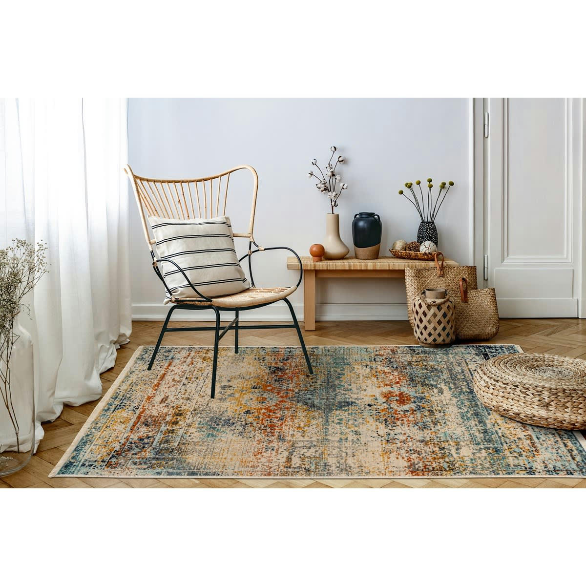 SHAUR MULTI - Tapis de salon en polypropylène multicolore 120x170 cm