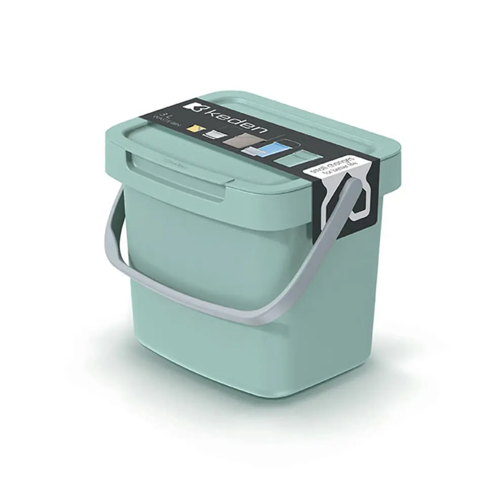 Keden GFT aanrecht afvalbak - mintgroen - 3L - 19 x 17 x 15 cm