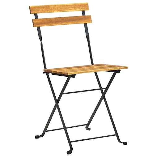NNEVL Folding Garden Chairs 6 pcs Steel and Solid Wood Acacia