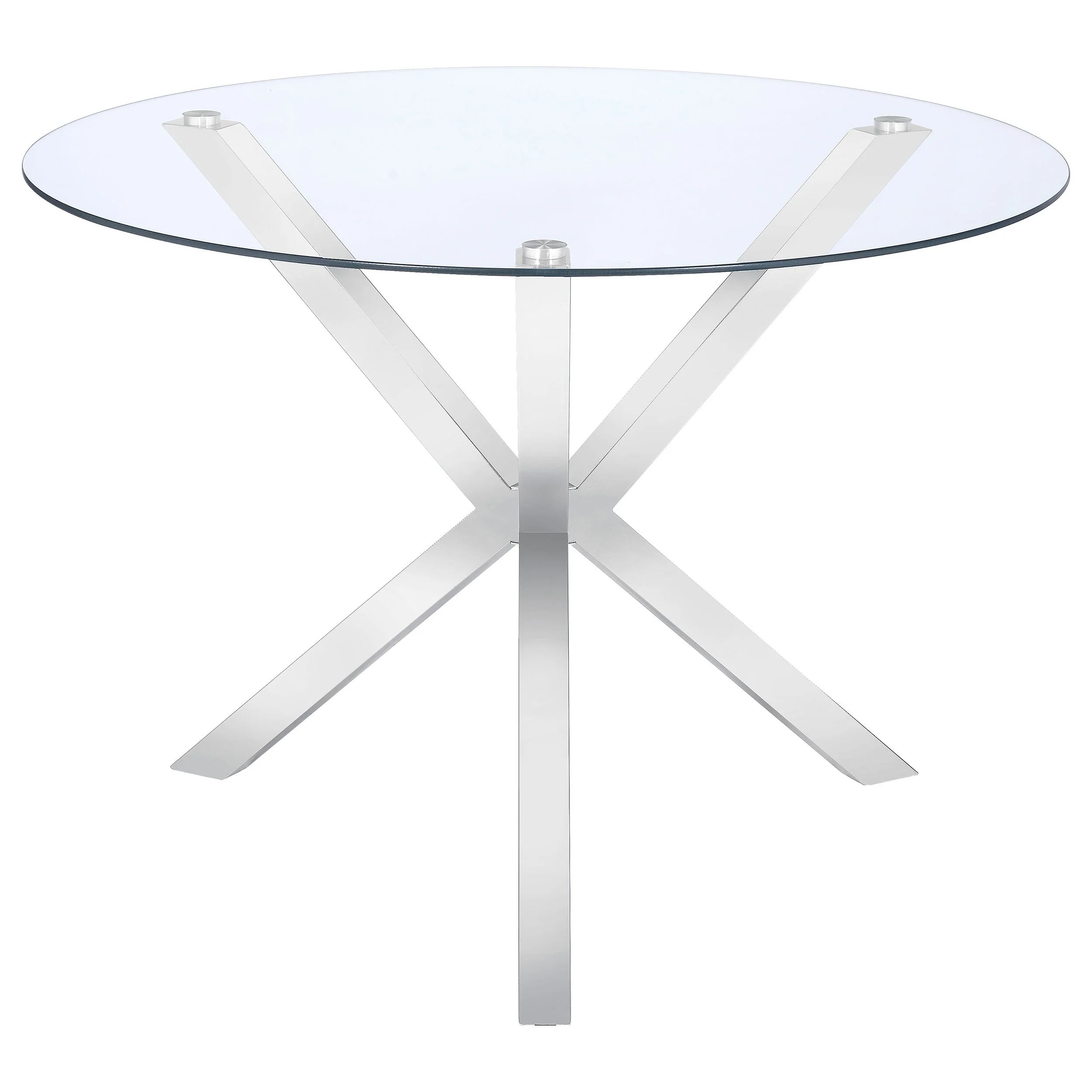 Vance Round 41-inch Glass Top Asterisk Dining Table Chrome