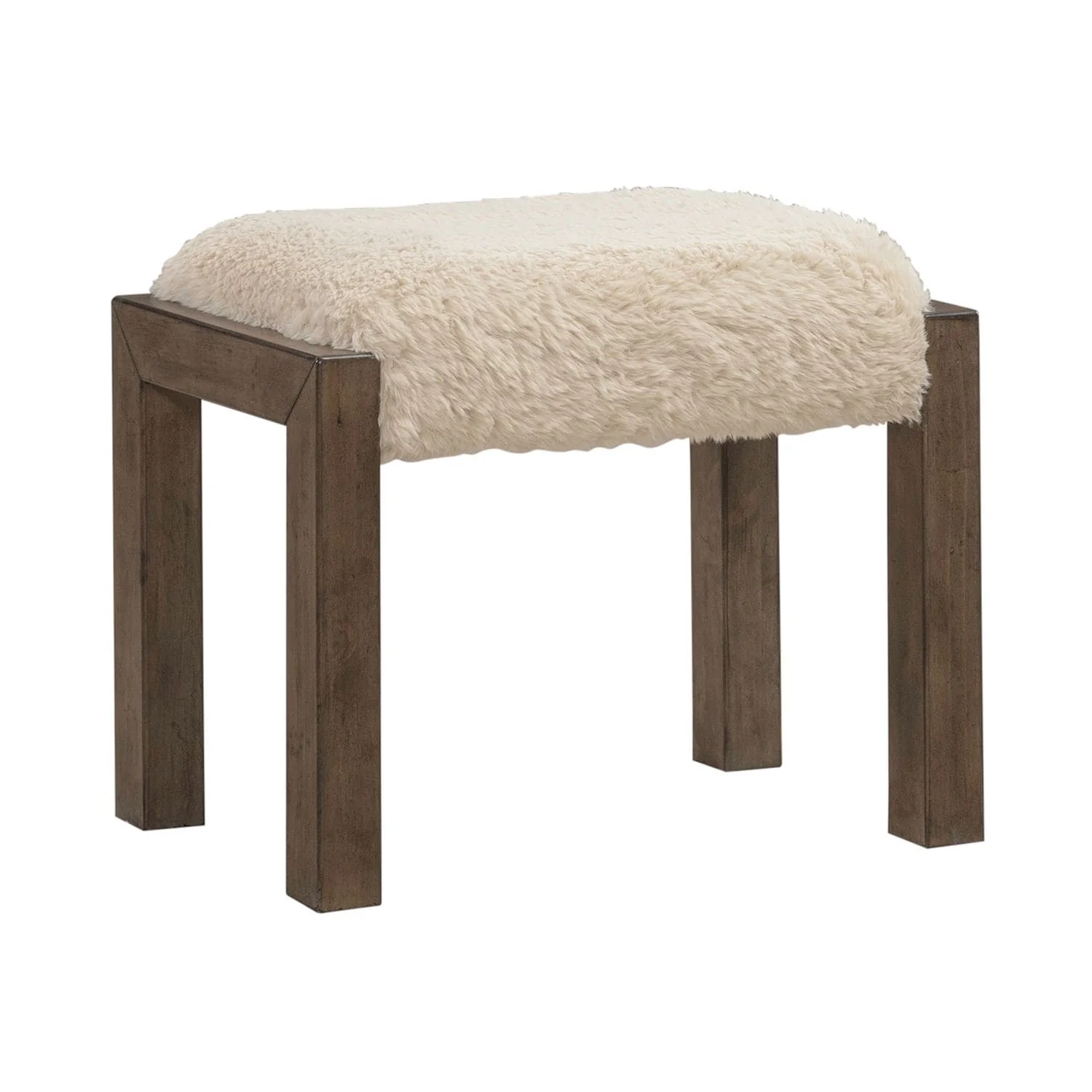 Liberty Furniture Broadmore Upholstered Stool Faux Sheepskin - Width 24 x Depth 16 x Height 19
