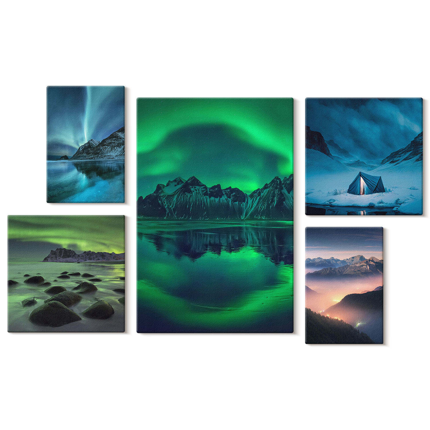 Obraz canvas 5 części Zimowe krajobrazy|20x30, 30x30, 40x60|Wallfluent