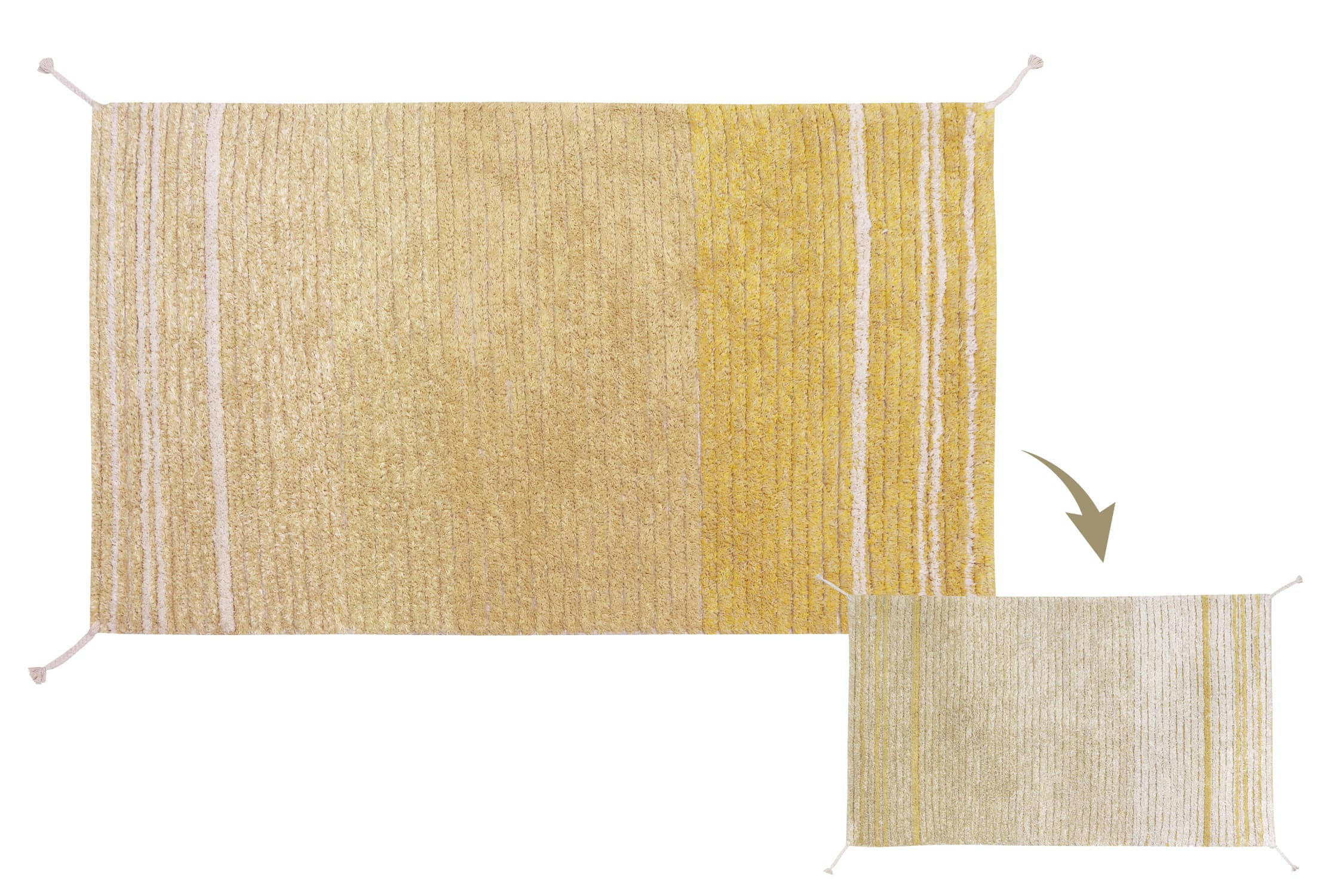 REVERSIBLE - Tapis lavable en coton jaune 80x140