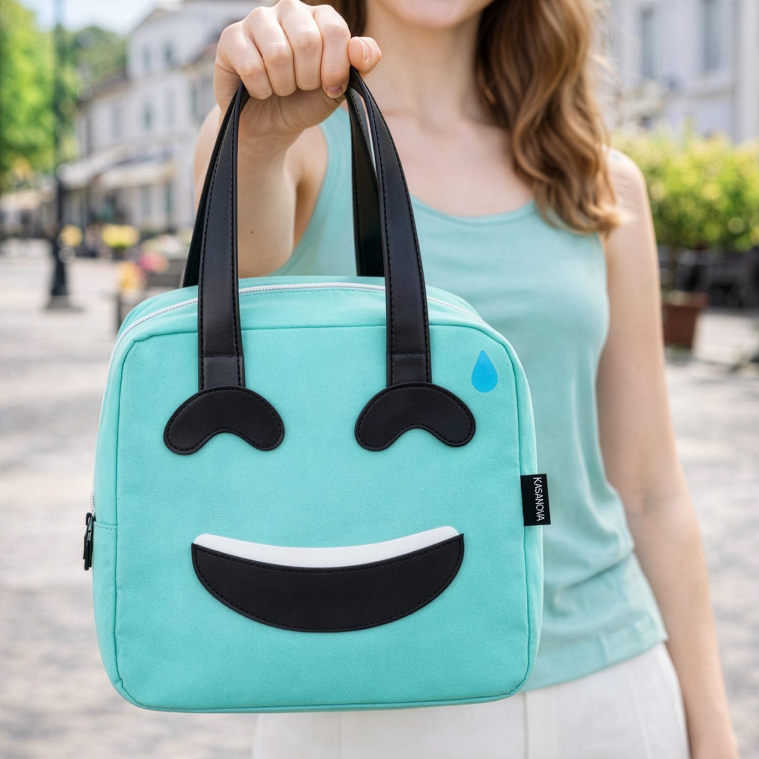 Borsa termica impermeabile 6,5 L azzurro sorriso con manici