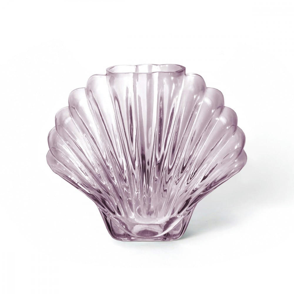 - Vase coquillage  verre rose
