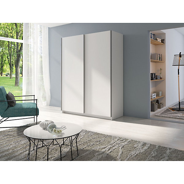 Armoire 2 portes coulissantes - Collection GOZU - Coloris blanc - 150 x 198 x 62 cm