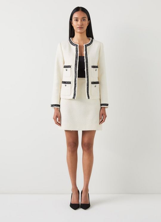 Charlie Cream Recycled Cotton Tweed Trim Jacket