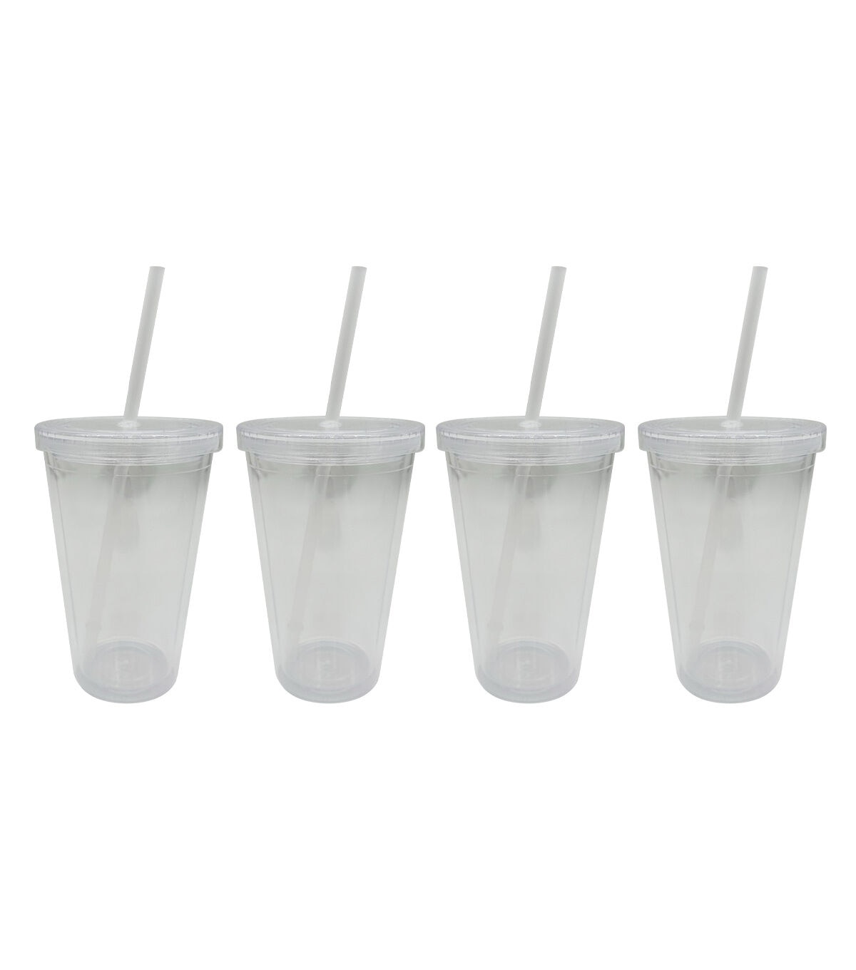 16oz Clear Plastic Tumbler Set With Straws 4pk by Happy
