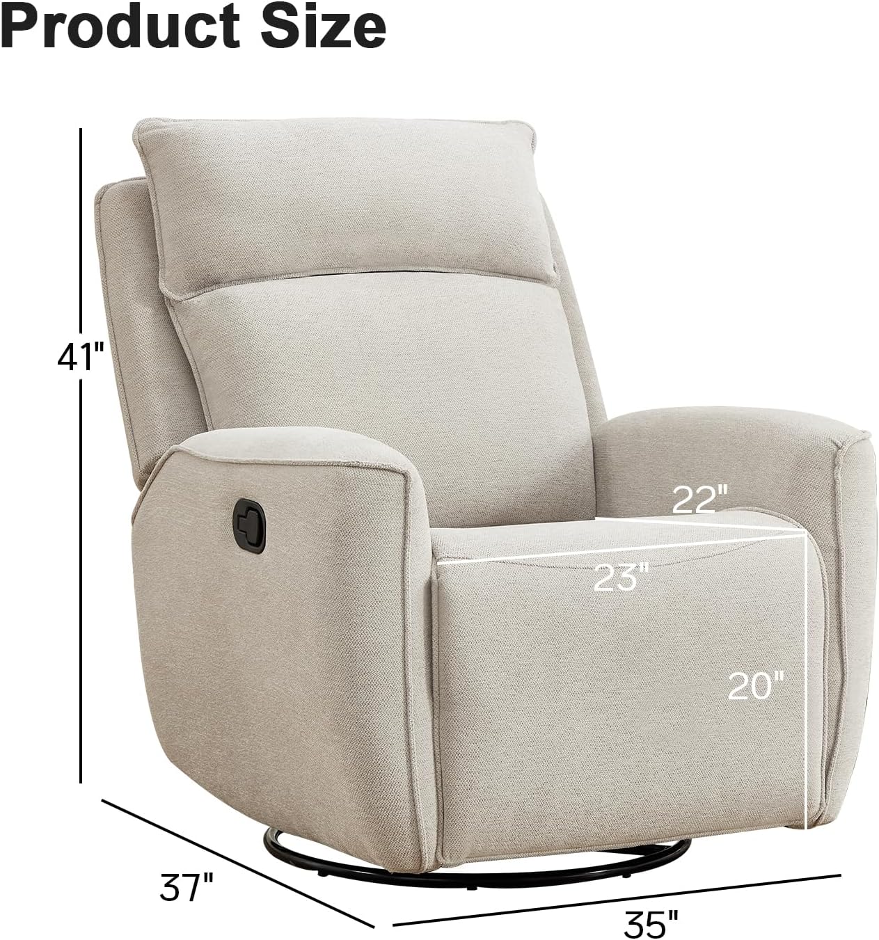INZOY Nursing Rocking Chair Recliner, Swivel Rocker Recliner, Swivel Glider Rocking Recliners with Soft Backrest, Chenille Fabric Manual Reclining Sofa for Living Room Bedroom Apartment, Beige