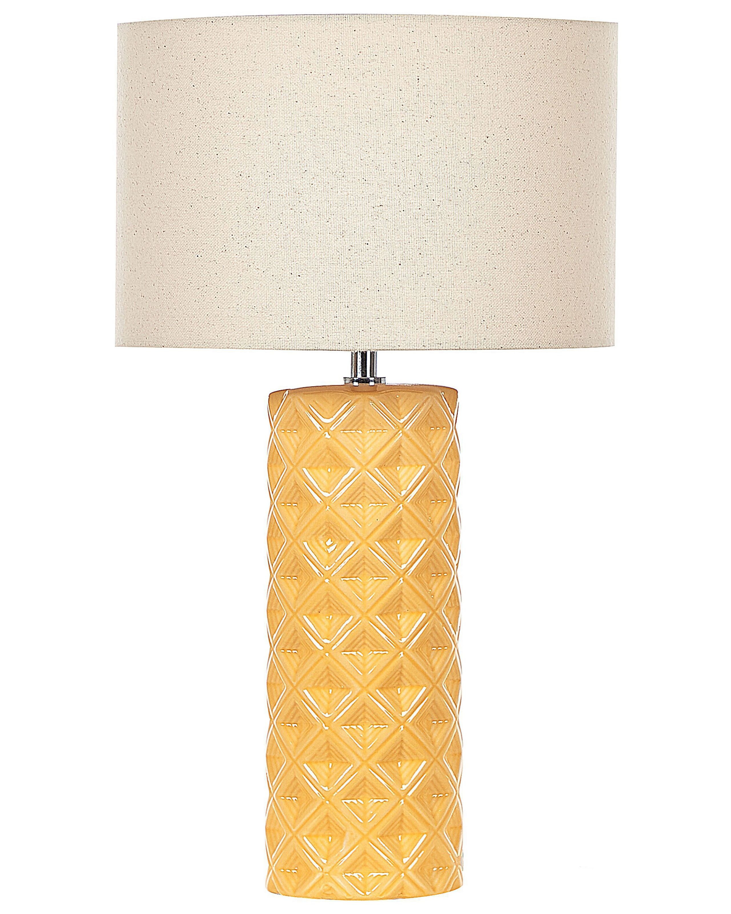 Lampa stołowa nocna ceramiczna 49 cm żółta