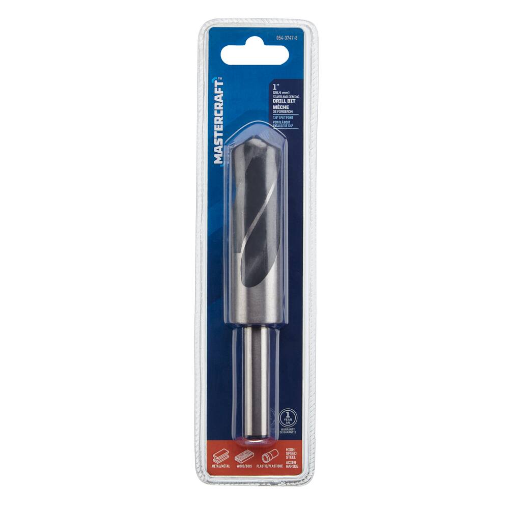 Mastercraft Silver & Deming 1-in HSS Drill Bit for Wood, Metal, Plastic