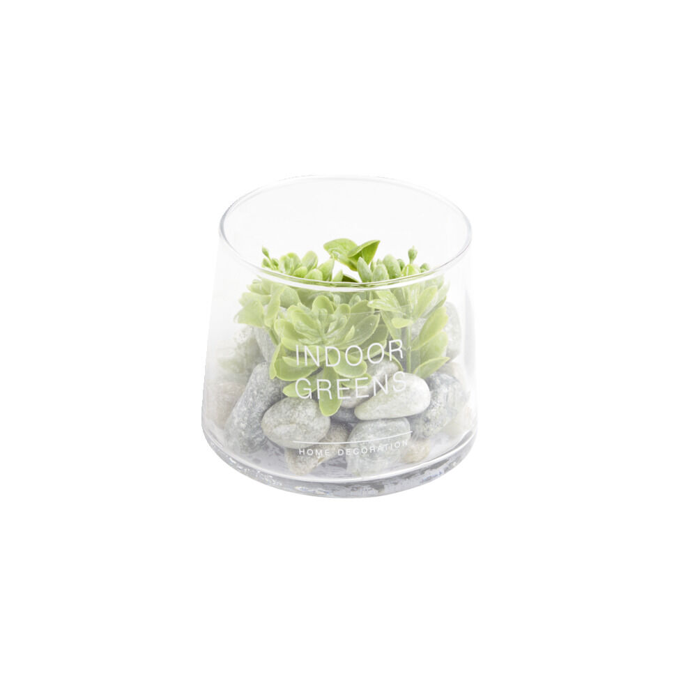 Plante artificielle grasse en pot rond 9,8xH8,2cm