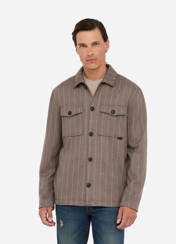 Overshirt in lana e cotone a righe