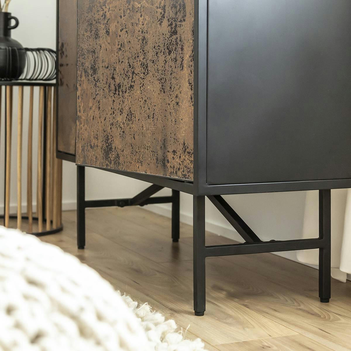 CLAUDINE - Buffet en métal noir 99 cm