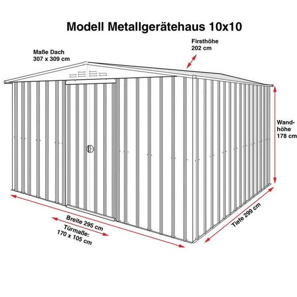 Gerätehaus »Dream«, Stahl, Satteldach, 8,82 m², BxT: 295 x 299 cm, anthrazit