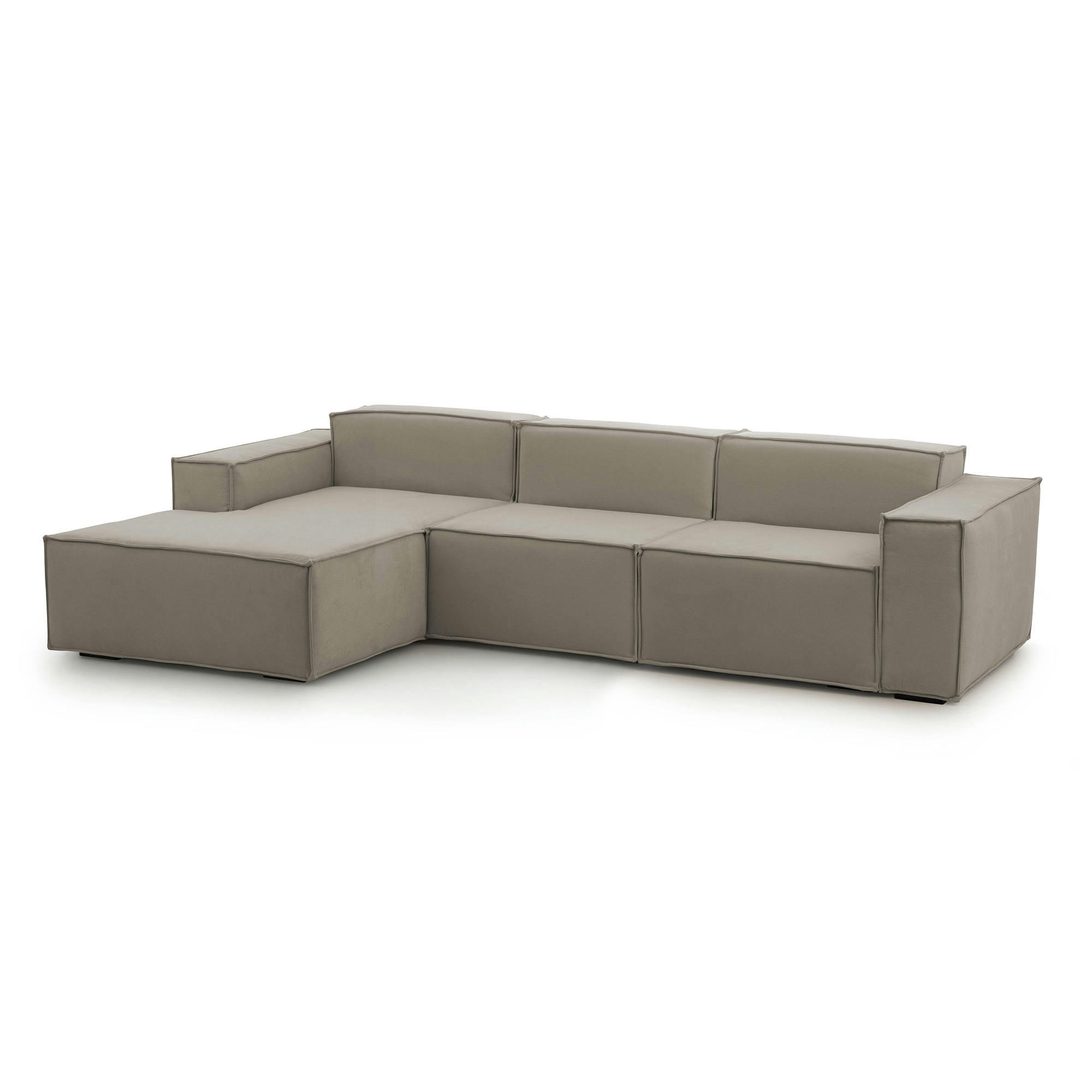 DFLORI - Canapé d'angle 3 places en tissu gris tourterelle