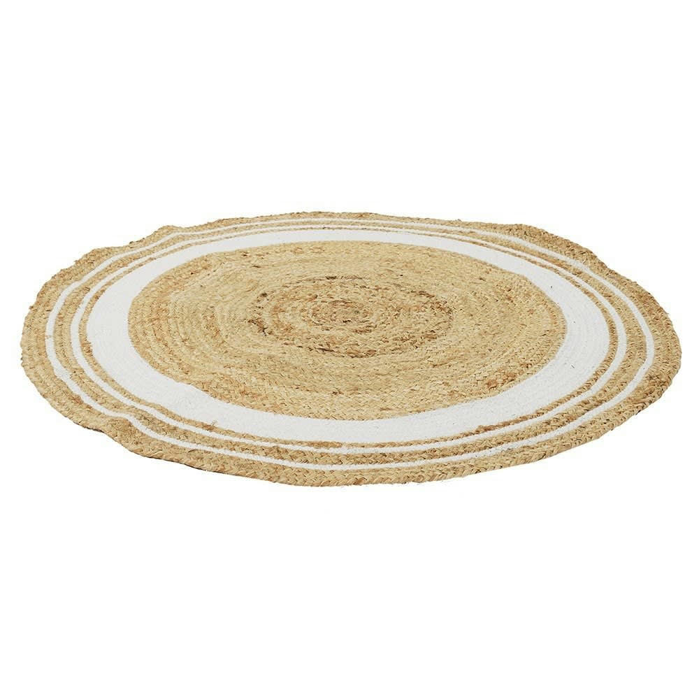 - Tapis rond jute coton blanc D90cm