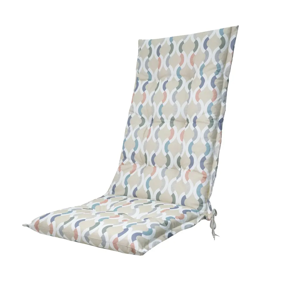 Madison - Tuinstoelkussen Hoge Rug Trivia natural - Ca. 123x50 cm - Set van 4