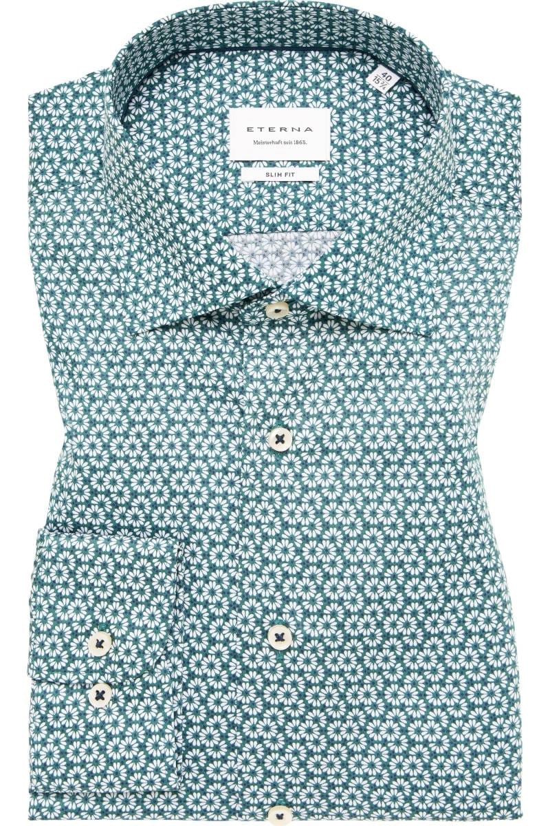 ETERNA Slim Fit Hemd grün, Bedruckt