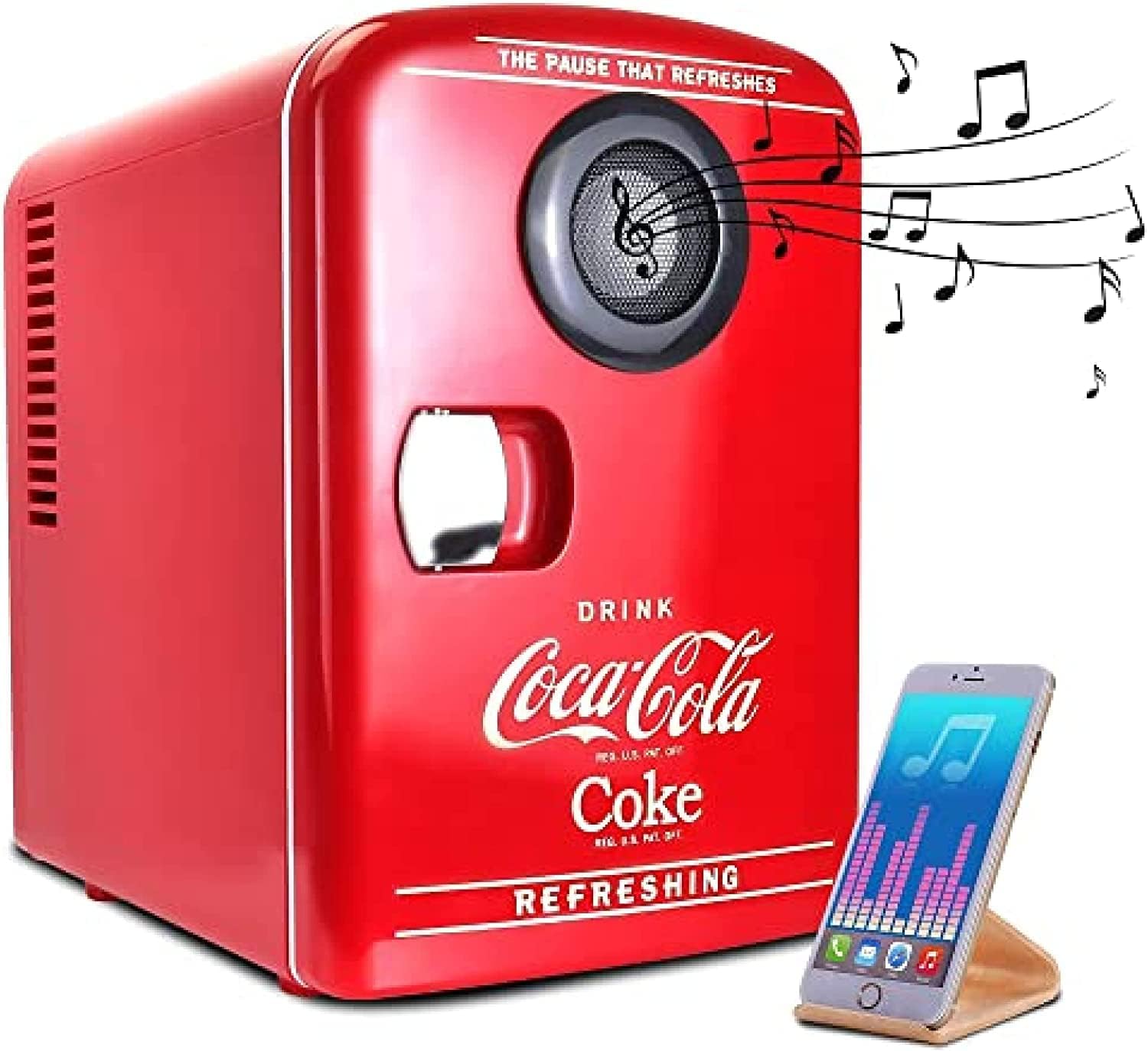 Koolatron Mini Fridge Bluetooth - Portable Small Cooler for Bedroom Office Makeup Compact Beverage Chiller for Drink Soda Wine Use In Car Dorm Patio 6 Can