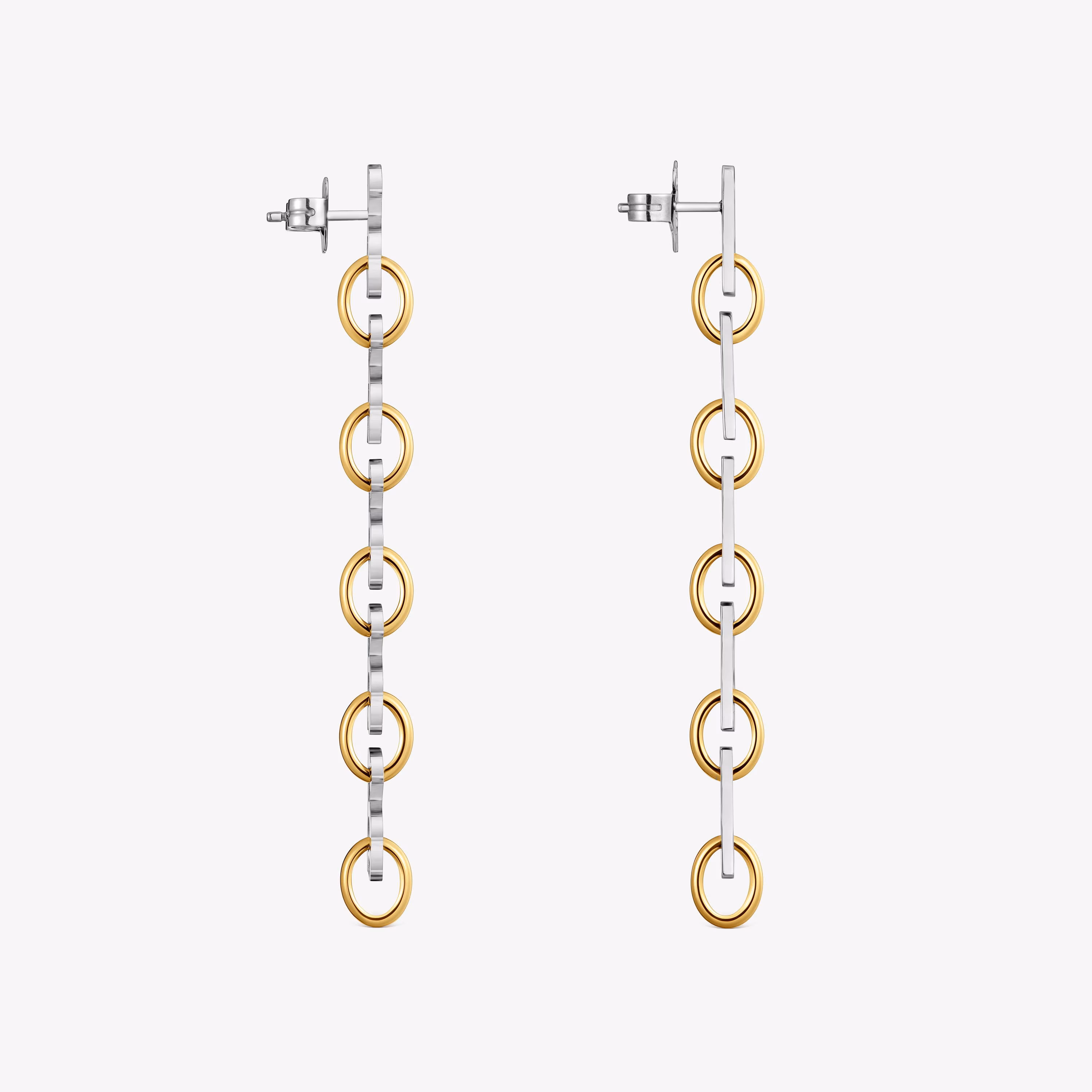 Pendientes largos oso de acero bicolor 66 mm TOUS Half Bear